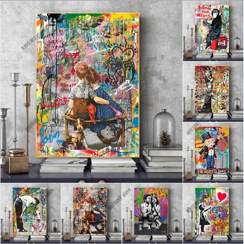 

Graffiti Artwork Banksy Art DIY 5D Diamond Painting Diamond Embroidery Full Round Cross Stitch Kits Mosaic Home Decoration