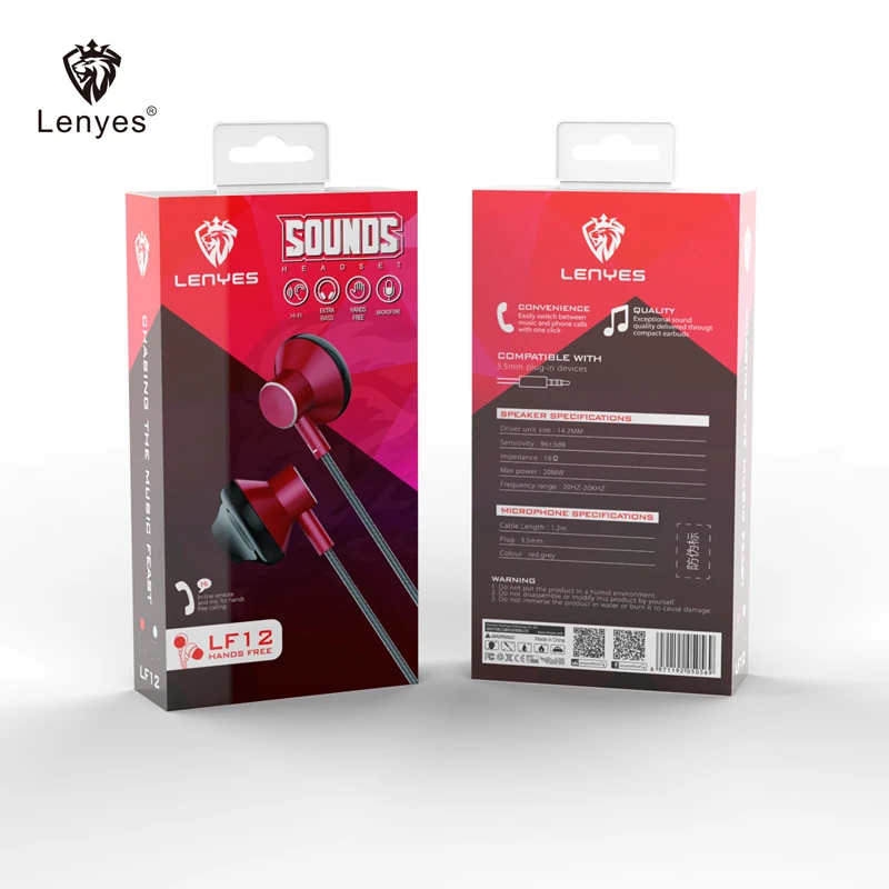 Lenyes стереонаушники Handfree с шумоподавлением спортивные проводные наушники 120 см 3 5