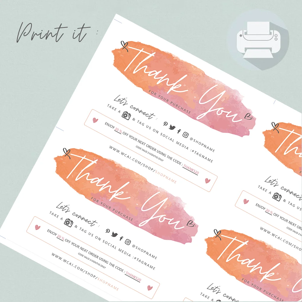 Редактируемый Спасибо за ваши покупки карты спасибо ваш заказ обратите внимание