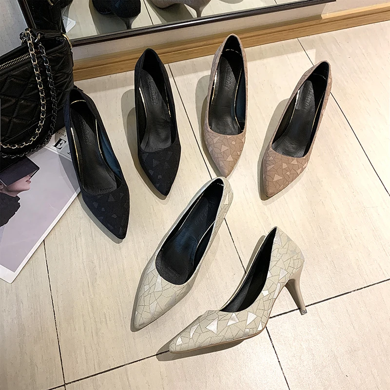 

2020 Shoes women high heels office lady shoe pointed toe thin heels ladies shoes fashion female conncise comfortable U14-77