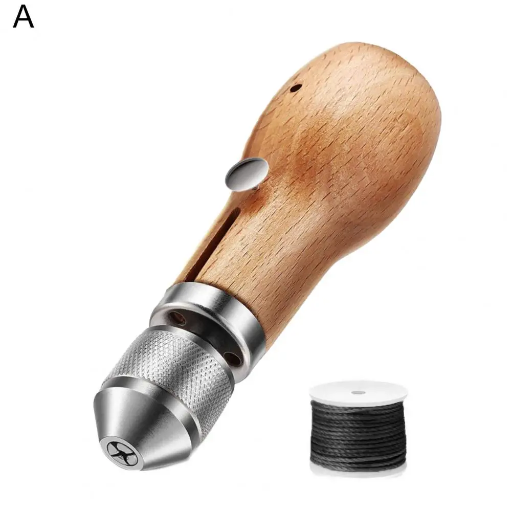 

Leather Sewing Awl Hand-held Comfortable to Grip Wood Handle Professional Stitching Awl Set for Thick Fabric