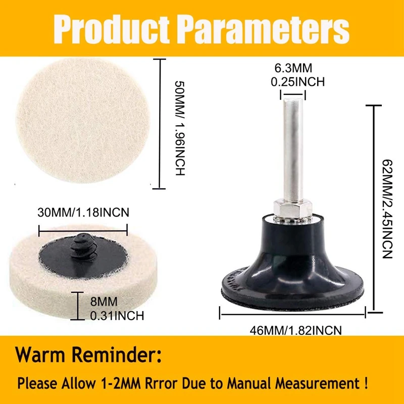 16 шт. 2-дюймовые полировальные диски с хвостовиком 1/4 дюйма | Инструменты