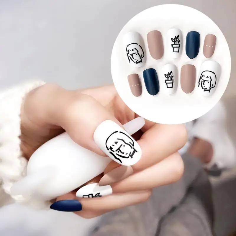 24 шт матовые накладные ногти кончик гроб плоские искусственные кончики