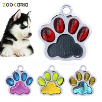 personalized dogs anti lost colored cat paw print pet id tags name dog custom medallion plate collar pendant puppy accessories