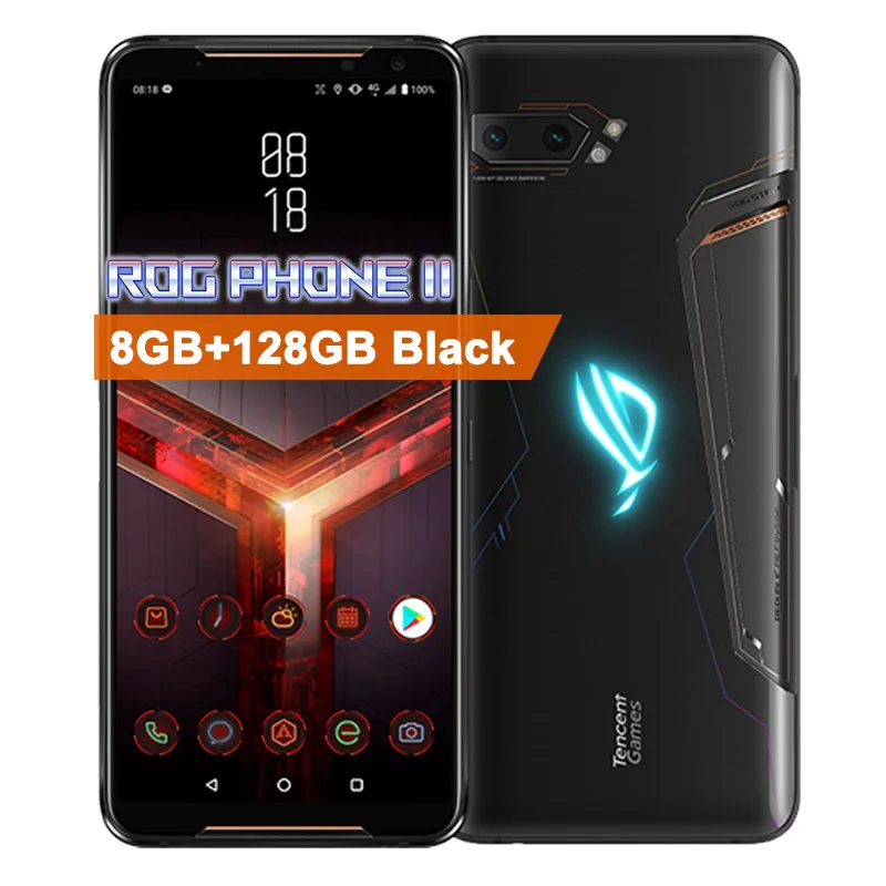 Мобильный телефон ASUS ROG Phone 2 с глобальной прошивкой 6,59 ”8G 128G Snapdragon 855 Plus 2,96 Ghz 48MP Android 9 6000mAh NFC игровой телефон - Цвет: 8GB 128GB Black