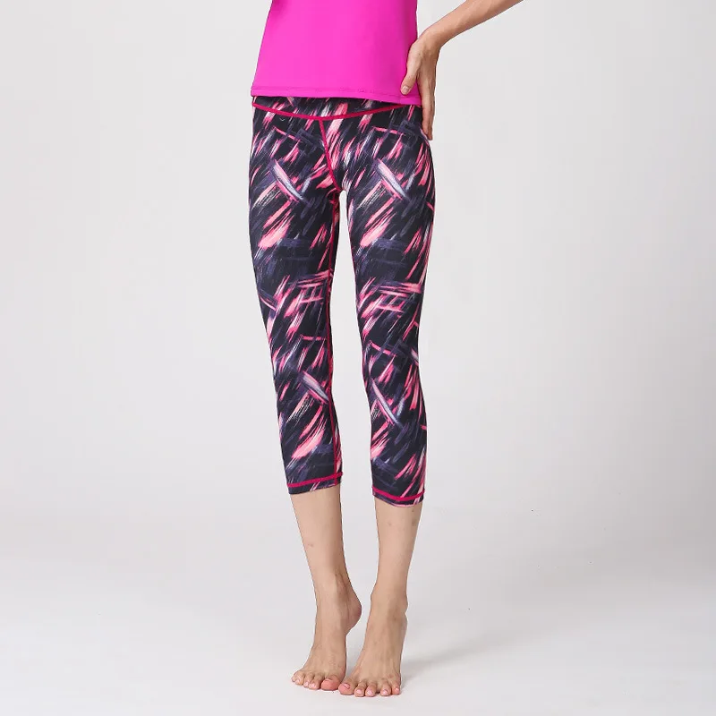 

Women Floral Print Slim High Waist Leggings High Elasticity Gym Workout Leggings Female Breathable Skinny Push Up Booty Leggings