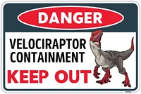 venicor velociraptor dinosaur sign 8 x 12 inches aluminum raptor dinosaur room decor for boys dinosaur warning bedroom