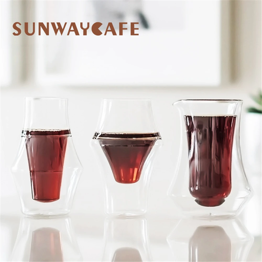 330ml Coffee Share Pot Cup Coffee Cup Double-Wall Glass high-grade Glass Coffee cup set Simple European style Mug Coffee Tools