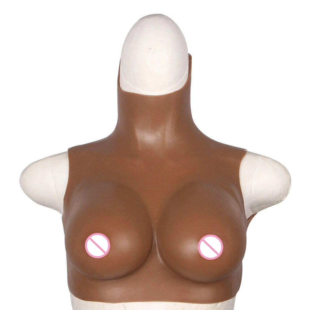 Plus Size Fashion Bras C D E Cup Silicone Breast Forms Black People Skin Crossdresser Fake Boobs