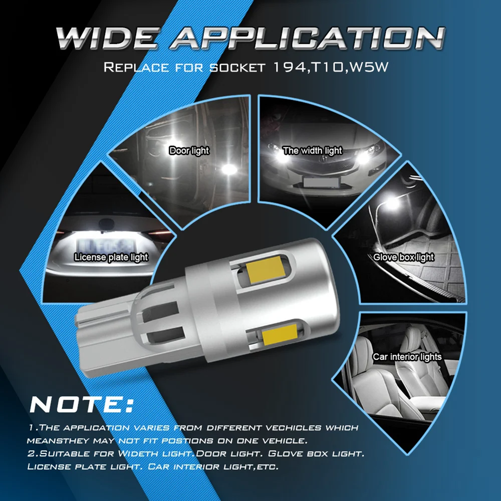 Katur 2x W5W T10 светодиодный светильник Canbus для автомобильной парковки подсветка