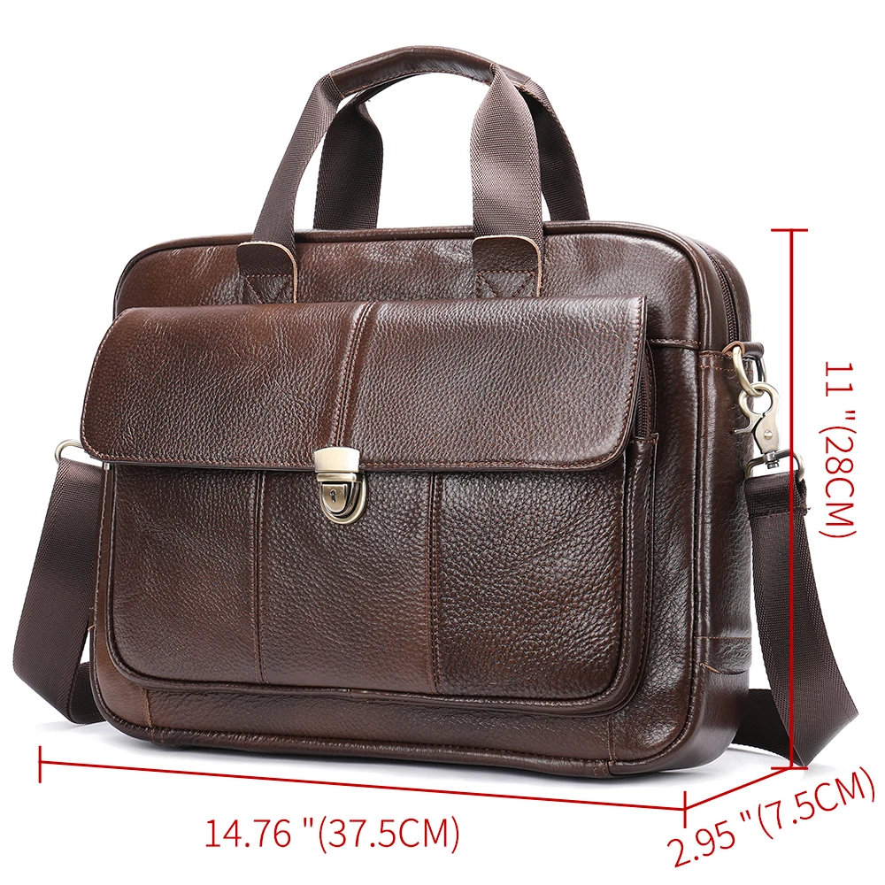 MVA Men's Briefcase Bag Men's Genuine Leather Laptop Bag 14 Business Tote for Document Office Portable Laptop Shoulder Bags 315