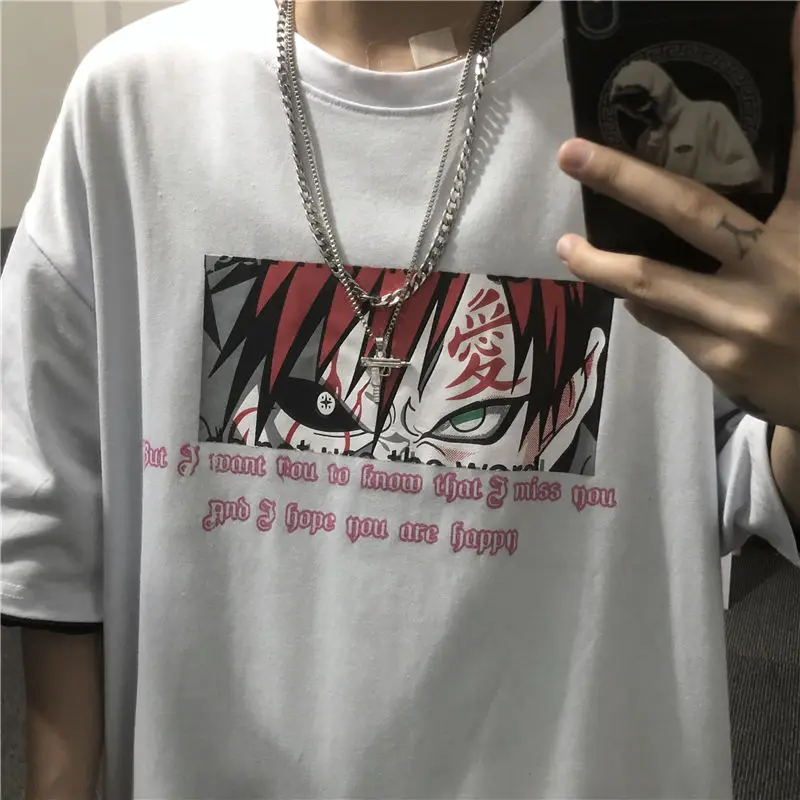 Футболка Harajuku аниме Саске Акацуки для мужчин летняя модная мультяшная футболка