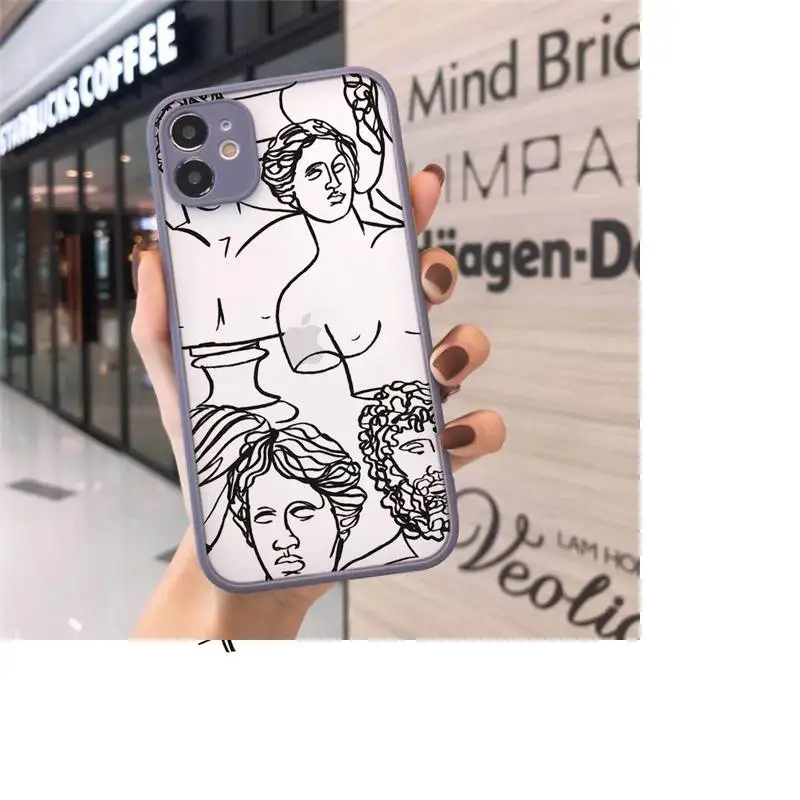 

Funny Abstract Women Face Line Phone Cases matte transparent For iphone 7 8 11 12 plus mini x xs xr pro max cover