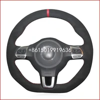 new diy sewing on black suede steering wheel cover exact fit for volkswagen golf 6 gti mk6 polo gti