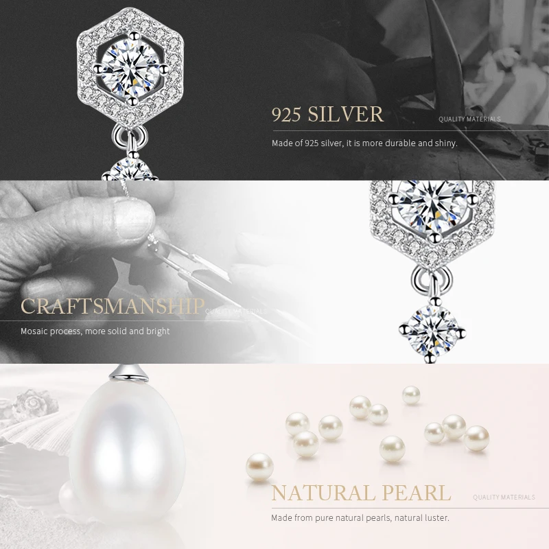 Женские серьги из серебра 925 пробы с натуральным пресноводным жемчугом |