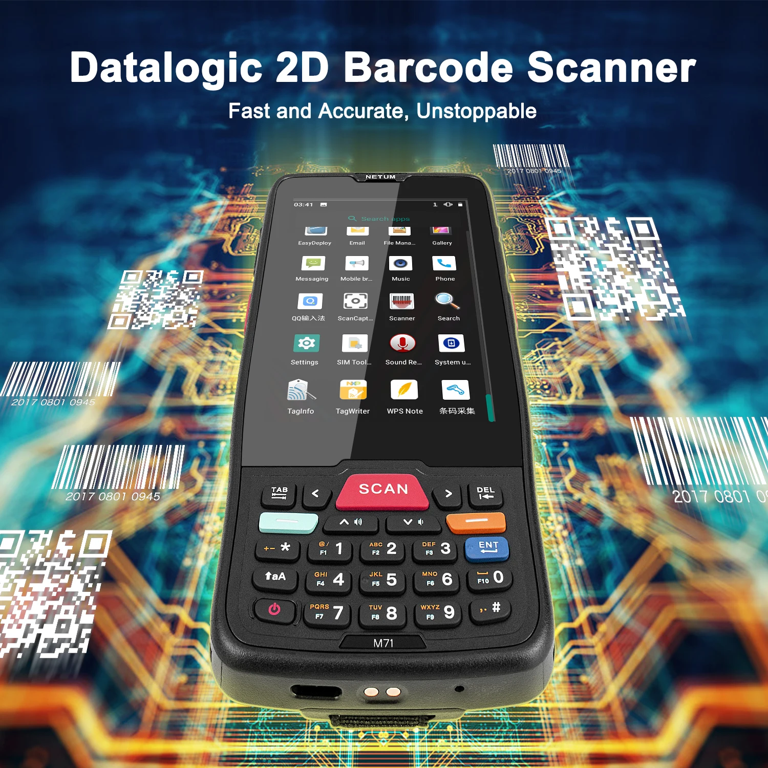 NETUM Portable PDA Android Termina PDA-P7100 Handheld 2D Barcode Scanner Touch Screen Android Terminal Device with WIFI 4G GPS