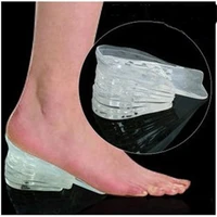 1pair transparant 5 layers adjustable taller insole silicone gel inserts lift shoe pads height increase comfortable foot massage
