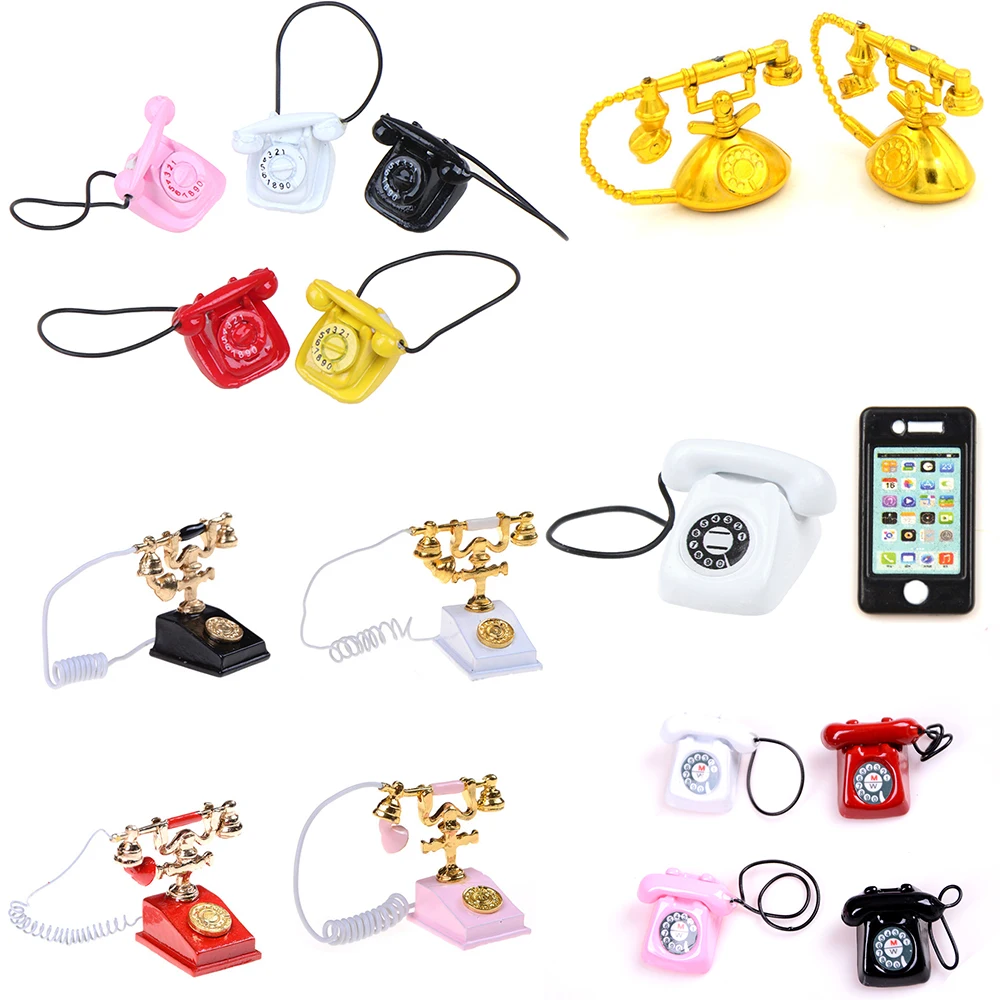 1:12 миниатюрный кукольный домик телефон с настенным креплением мебель для