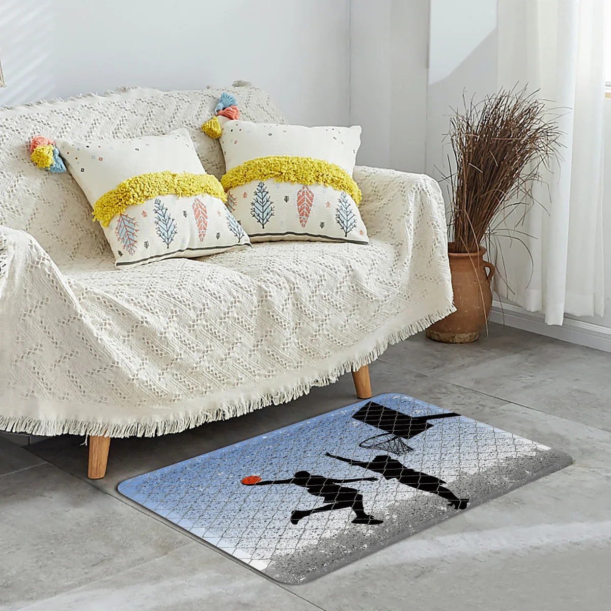 Basketball Shooting Silhouette Sports Doormat Carpet PVC Non-Slip Backing Front Entry Mats Home Decor Floor Rugs | Дом и сад