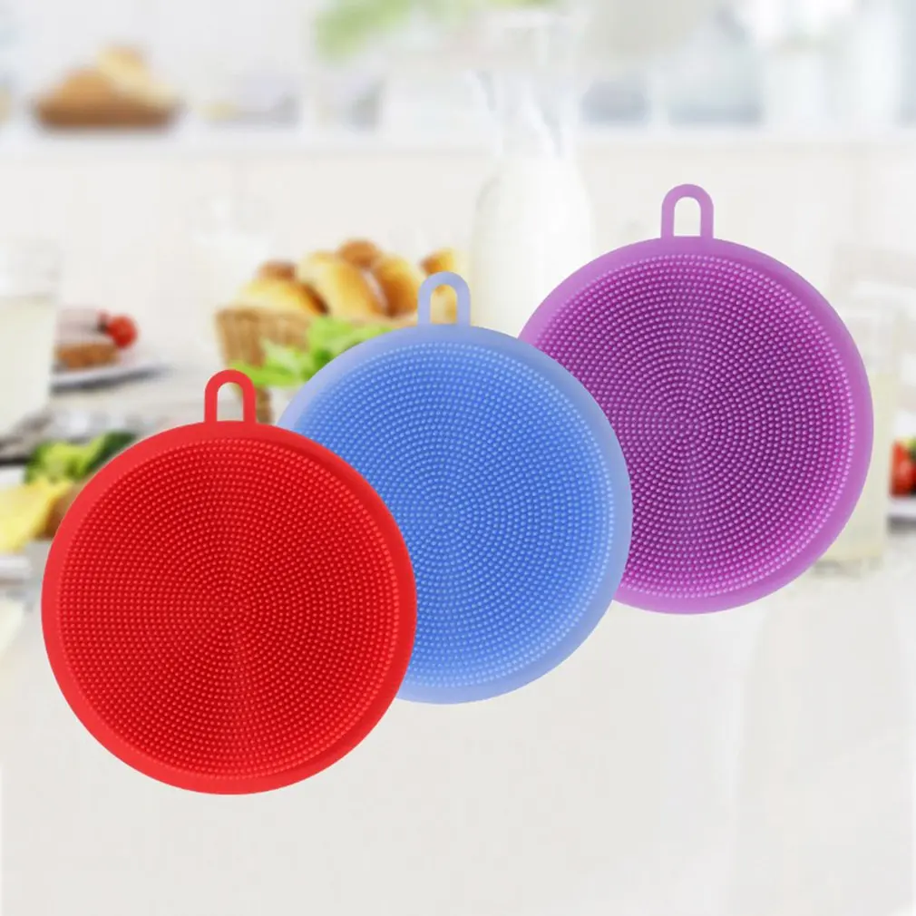 Силиконовая губка для мытья посуды кухонный скруббер пищевых блюд многоцелевые