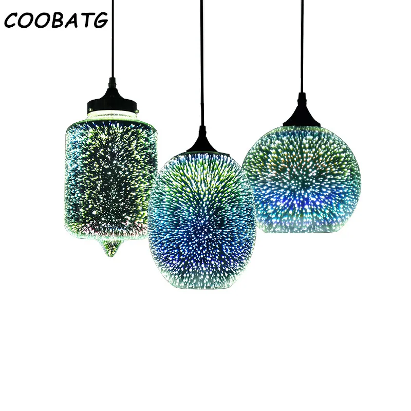Цветной стеклянный 3D подвесной светильник в скандинавском стиле с изображением