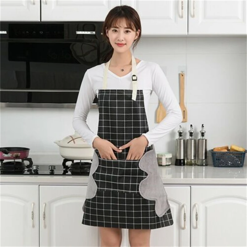 Фартук для кухни со стираемыми ручками водонепроницаемый нагрудник из ткани