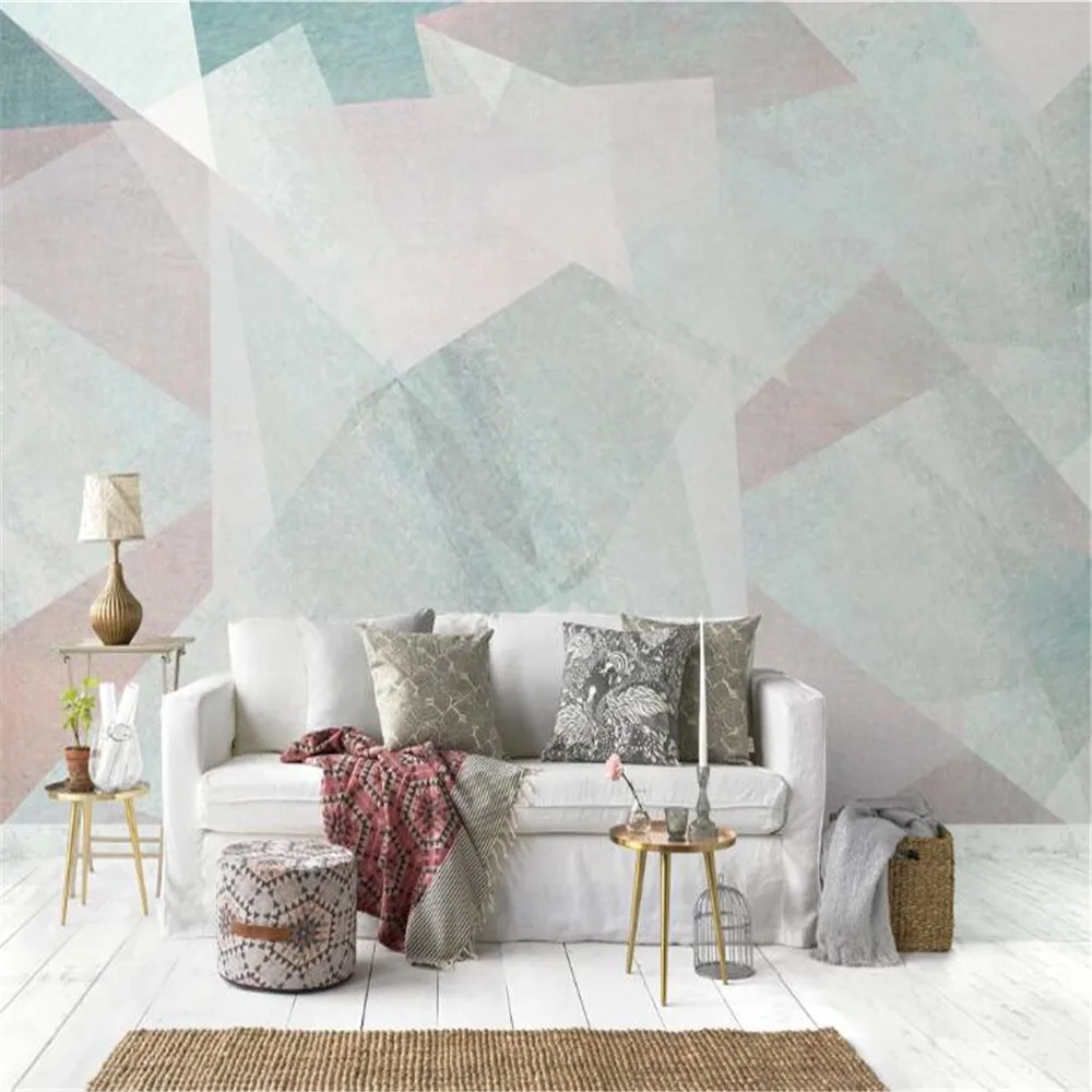 Milofi fresh geometric figures hand-painted background wall abstract Nordic wallpaper mural | Обустройство дома