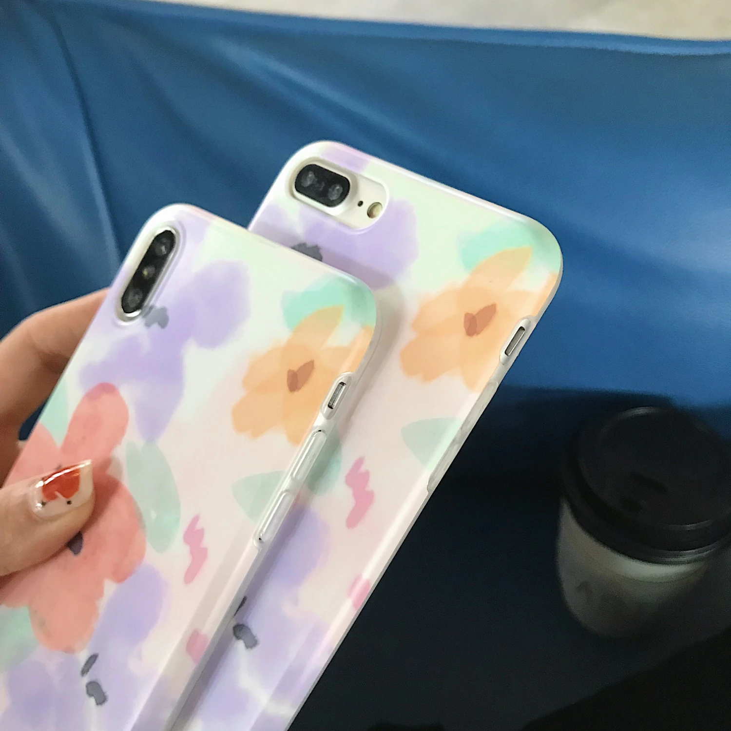 Beautiful IMD painted flower pattern white background mobile phone protective case for iphone 7 x xr max 6 8 and plus |