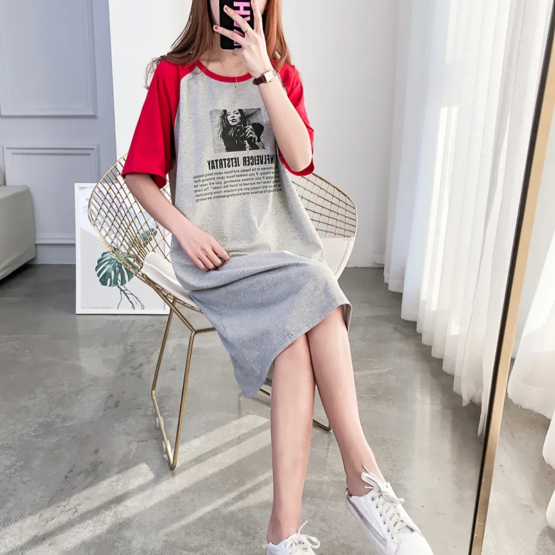 Размера плюс летние платья для женщин с коротким рукавом из чистого хлопка