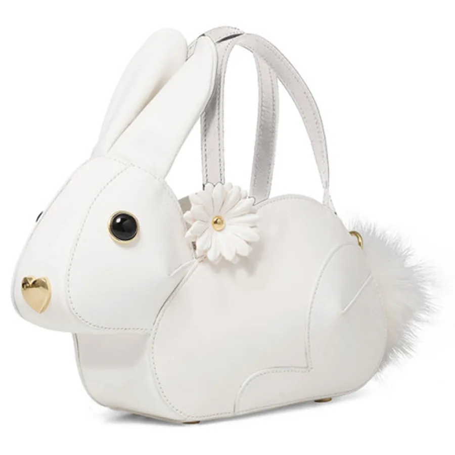

Soft PU Splicing Animal Bag for Women White Cute Rabbit Handbags Designer Brand Top-Handle Bags Ladier Party Evening Bag 2021