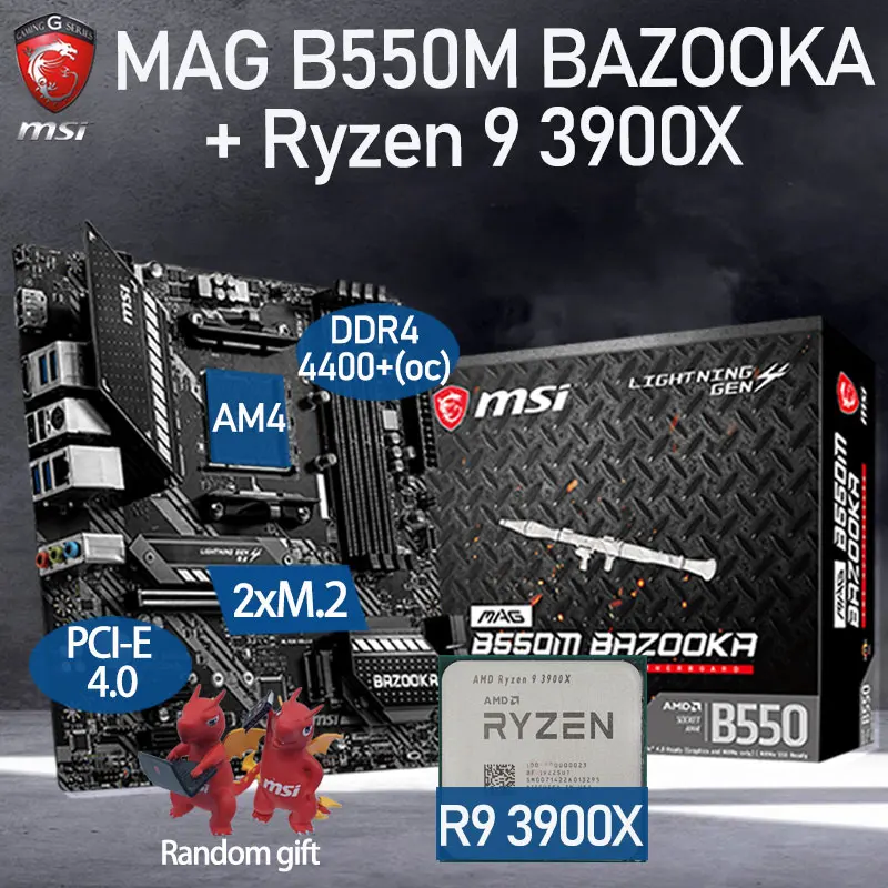 

MSI MAG B550M BAZOOKA Motherboard Set + AMD Kit Ryzen 9 3900X Combo DDR4 128Gb M.2 PCI-E 4.0 B550 Placa-Mãe Kit AM4 Desktop B550