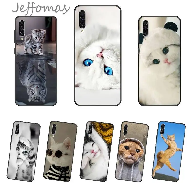 С милым рисунком кота чехол для телефона Samsung galaxy S 7 8 9 10 20 край 6 30 50 51 70 Примечание
