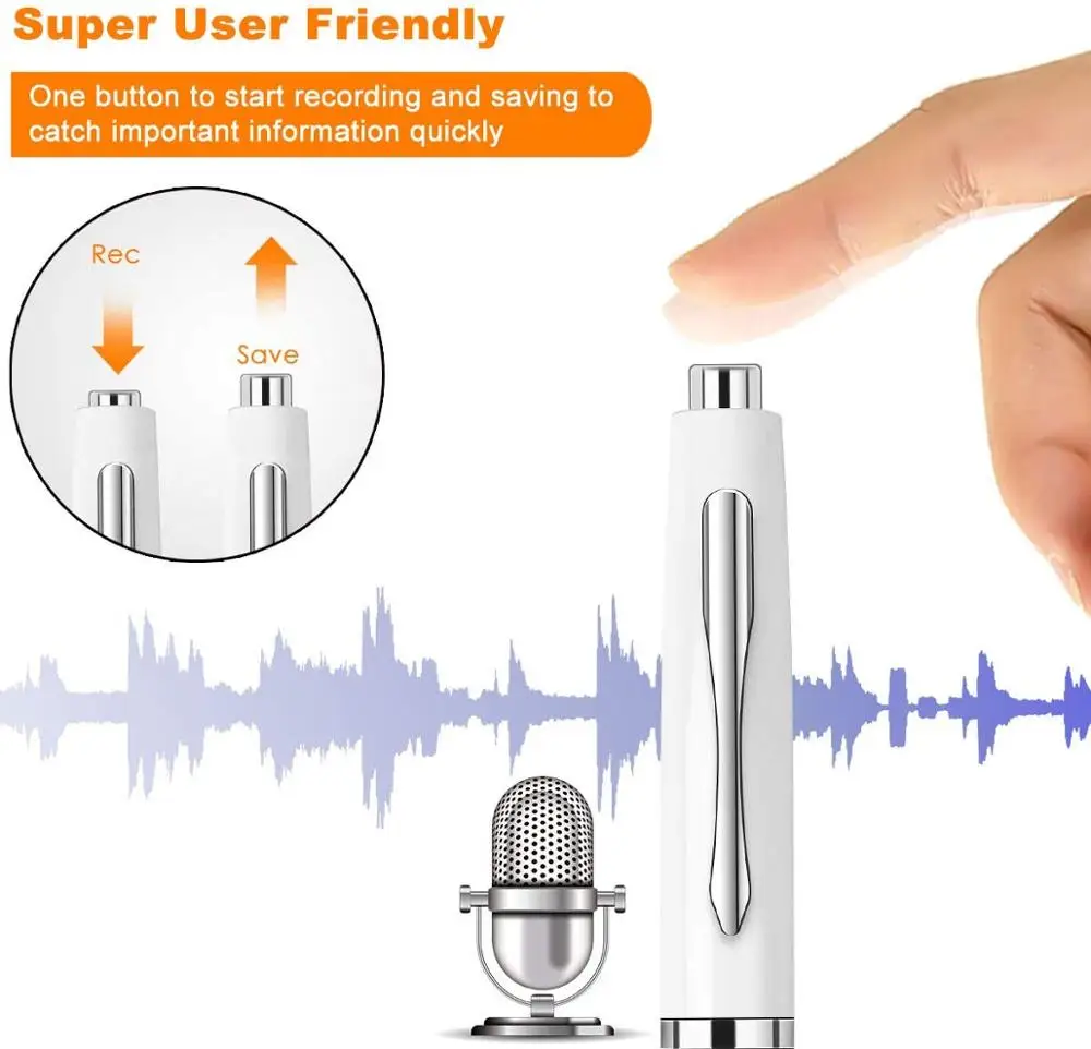 Профессиональная ручка-диктофон V82 16 ГБ портативный HD USB Hi-Fi аудио 192 кбит/с шум