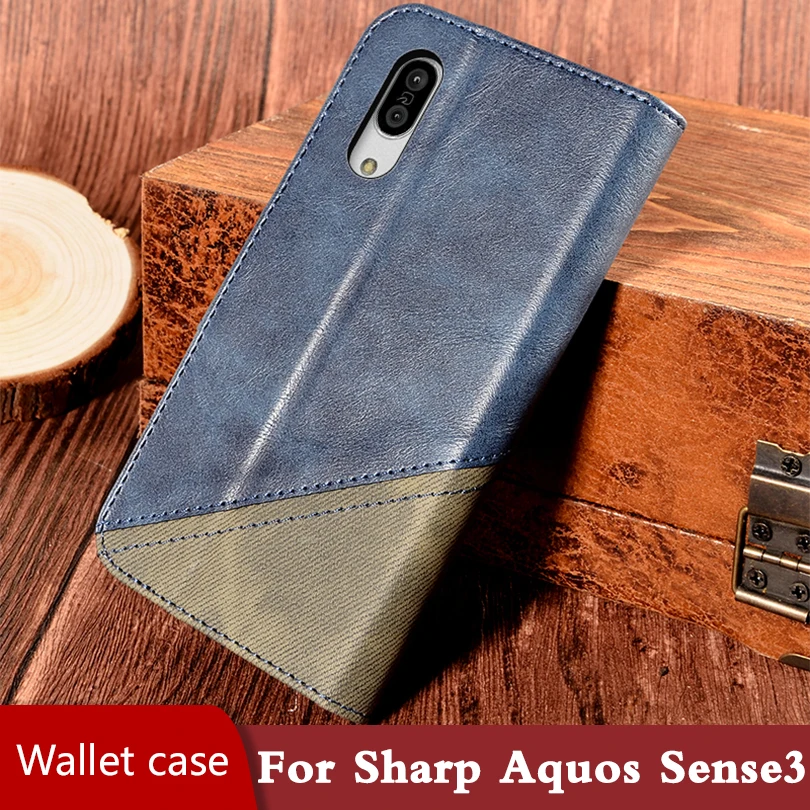 Чехол Кошелек для Sharp Aquos Sense3 кожаная задняя Противоударная крышка роскошный