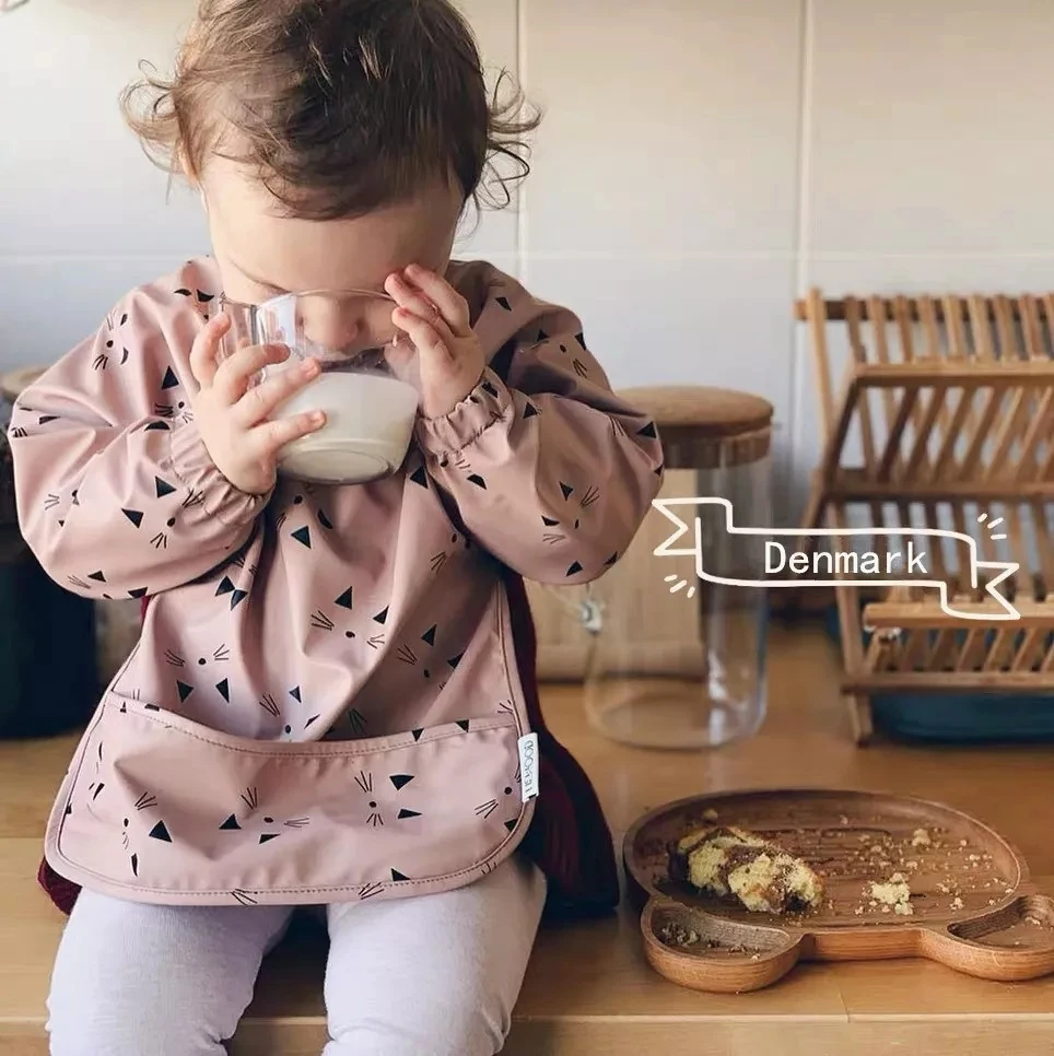 

New Baby Bibs Waterproof Feeding Infant Eating Bib With Pocket Art Smock Washable Long Sleeve Apron Kid Burp Cloth Baby Stuff