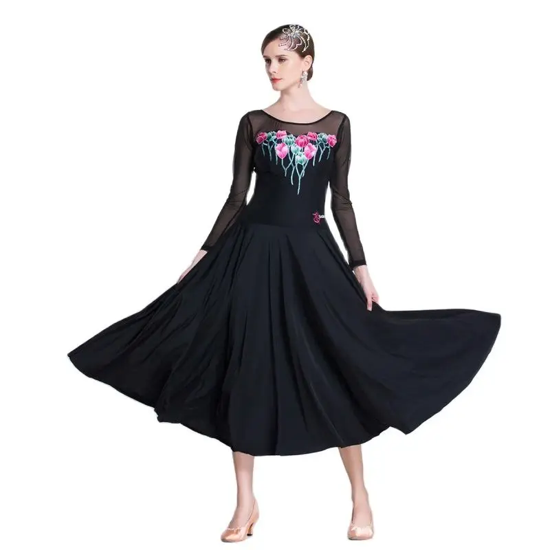 

M-18247 Round sexy ballroom dance dress high-end salsa samba costume women ballroom tango practice dress for sale