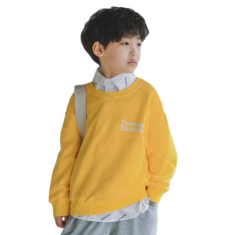 

Boys' popular logo sweaters spring and autumn style long sleeves pure cotton autumn 2021 new fried street boys