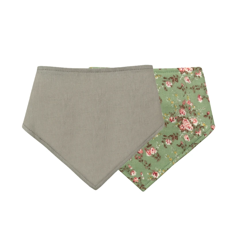 Baberos con estampado Floral de doble cara para ni&ntilde;os y ni&ntilde;as, pa&ntilde;uelo impermeable de algod&oacute;n y lino, toalla para Saliva, pa&ntilde;uelo, regalos para Baby Shower-5