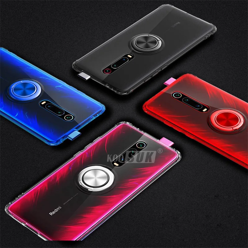 Прозрачный чехол Mi9T Pro для Xiaomi Redmi K20 с кольцом держателем пальцев Xiomi Mi 9T мягкий