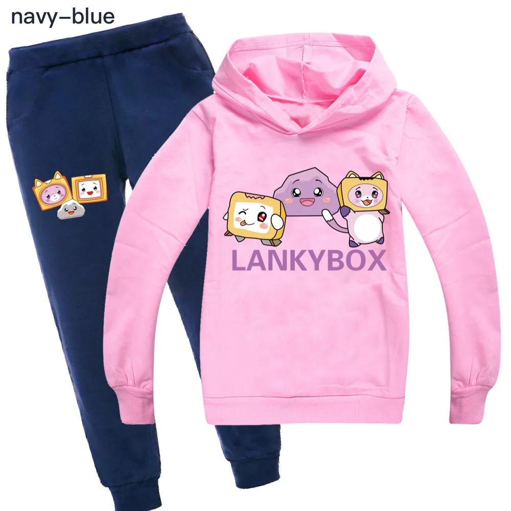 Lankybox Kids Boys Girls Hoodies Pants Suit Cartoon Children's Clothing Sweatshirts Casual Fashion Pullover Jogging Pant