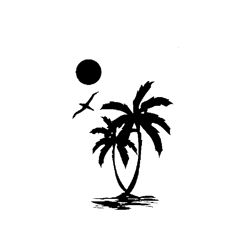 

High Quality Interesting Sun Palm Tree Beach Original Delicate Nice Vinyl Decal Car Sticker Black/Silver 10CM*15CM