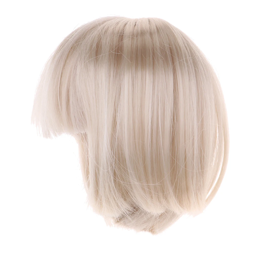 

Cute Bangs Short Hair Wig Hairpiece for 1/4 Dolls DIY Making Accessory White