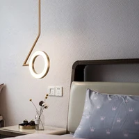 modern led bedside pendant lights fixture luminaire gold hanging lamps hotel living bedroom suspension ring lighting luxury deco