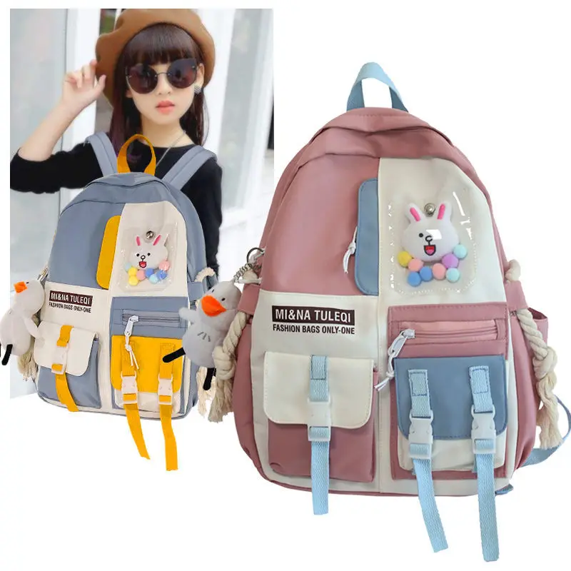 Нейлоновые школьные ранцы для девочек 1-3-4-6 классов, детский школьный рюкзак в стиле пэчворк, милые Мультяшные рюкзаки, сумка для книг, рюкза...
