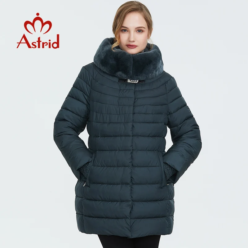 Astrid 2019 Зима новое поступление пуховик женский с меховым воротником свободная