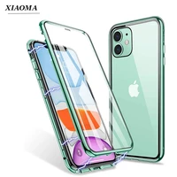 magnetic adsorption metal case for iphone 12 11 pro xs max x xr double sided glass case for iphone 7 8 6s plus se 2020 cover