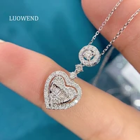 luowend 18k white gold pendant necklace real natural diamond women luxury engagement necklace high quality temperament