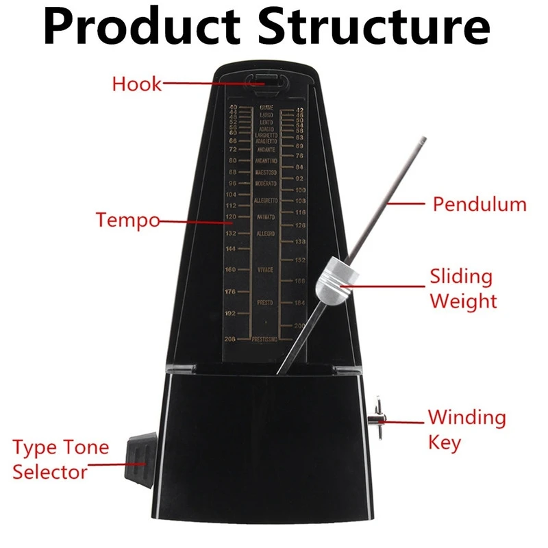 Retro Piano Mechanical Metronome Antique Pendulum Mecanico Wood Color For Universal Guitar Violin Musical Instru | Спорт и