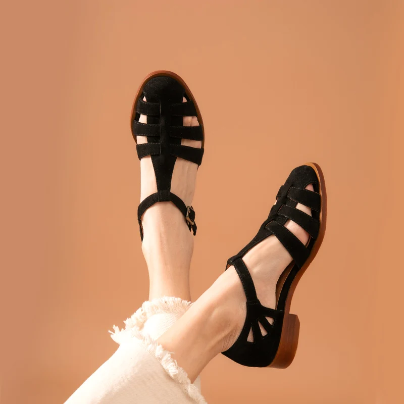 Женские замшевые сандалии гладиаторы BeauToday летние туфли ручной работы из