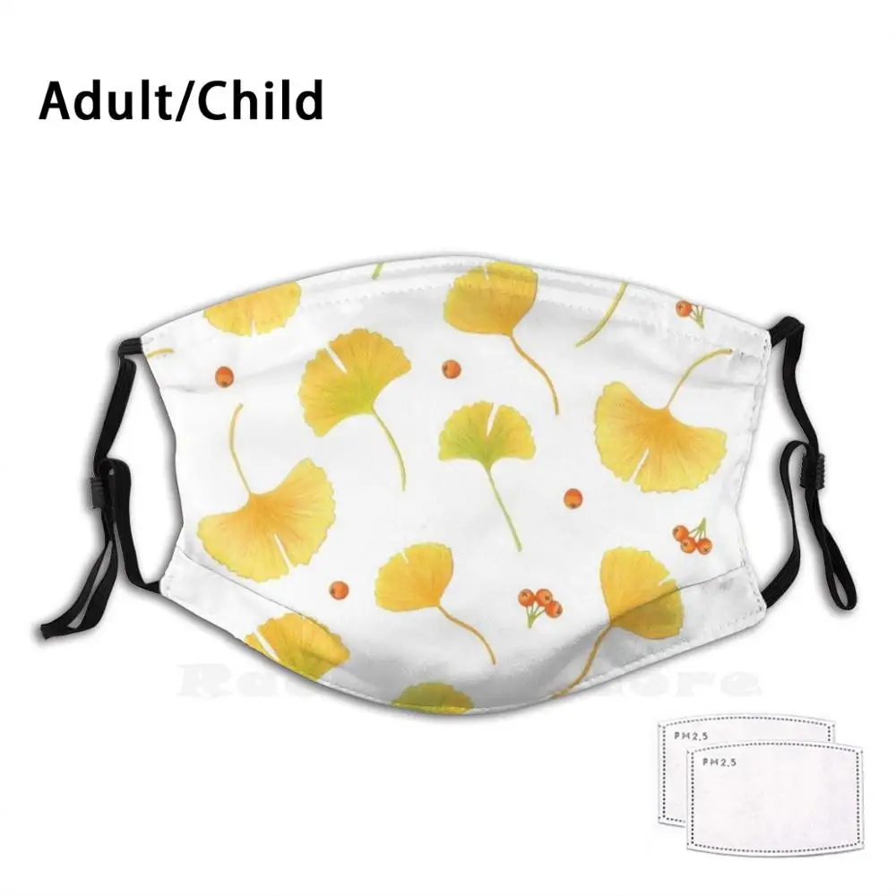 

Autumn Ginkgo Leaves And Rowanberry Party Adult Kids Anti Dust Filter Diy Mask Autumn Fall Autumn Leaves Ginkgo Ginkgo Biloba